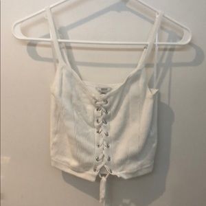 GUESS White Spaghetti Strap Knit Crop Top